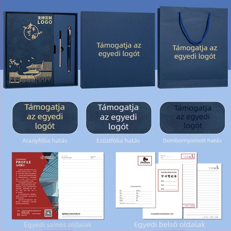 Luxus üzleti notesz készlet ajándékdobozban testreszabható logóval