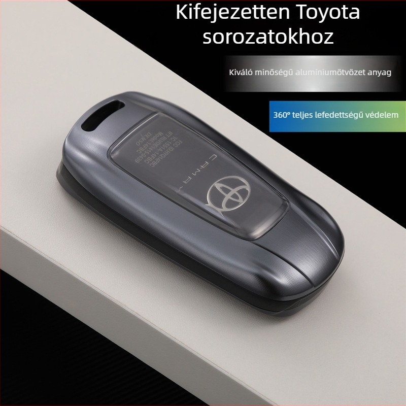Toyotához való kulcstartó tok alumíniumötvözetből – Corolla, Camry és Avalon modellhez – prémium védőburkolat fémcsattal