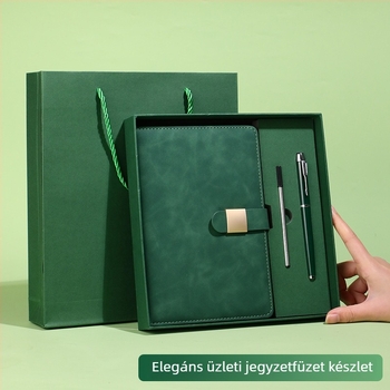 Zárócsatos jegyzetfüzet ajándékdobozban – testreszabható vállalati ajándék, egyszerű és elegáns napló