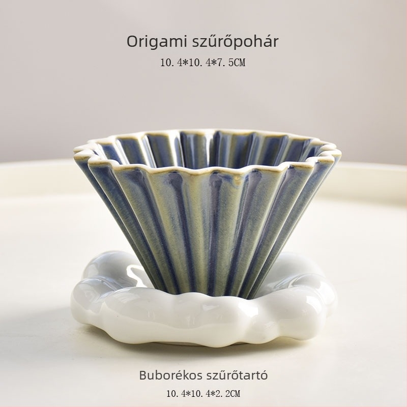 Kerámia V60 kávéfilter, kis méretű origami stílusú, kézi leöntéshez