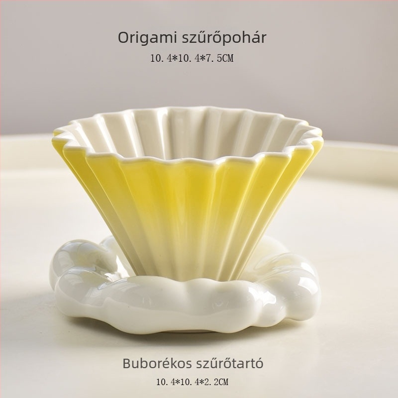 Kerámia V60 kávéfilter, kis méretű origami stílusú, kézi leöntéshez