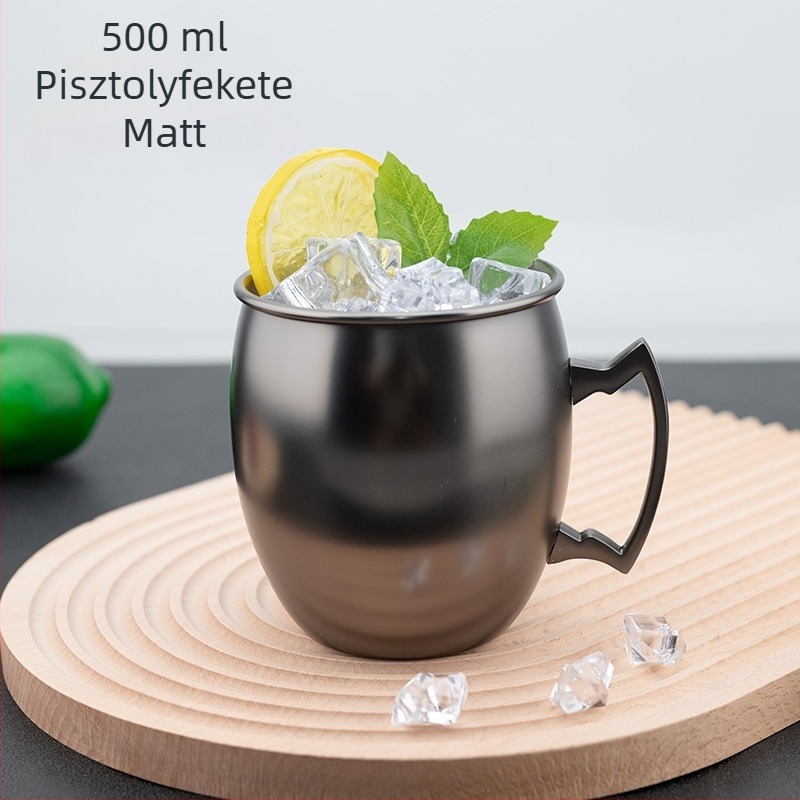 Rézbevonatos Moscow Mule bögre, rozsdamentes acélból készült koktél pohár 400–500 ml