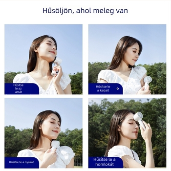 Xin Yi Duo Jéghűtéses félvezetős kézi ventilátor, USB-töltő, hordozható asztali ventilátor kültéri használatra, 5 lapát, 4 sebesség, beépített 1200–2000 mAh akkumulátor