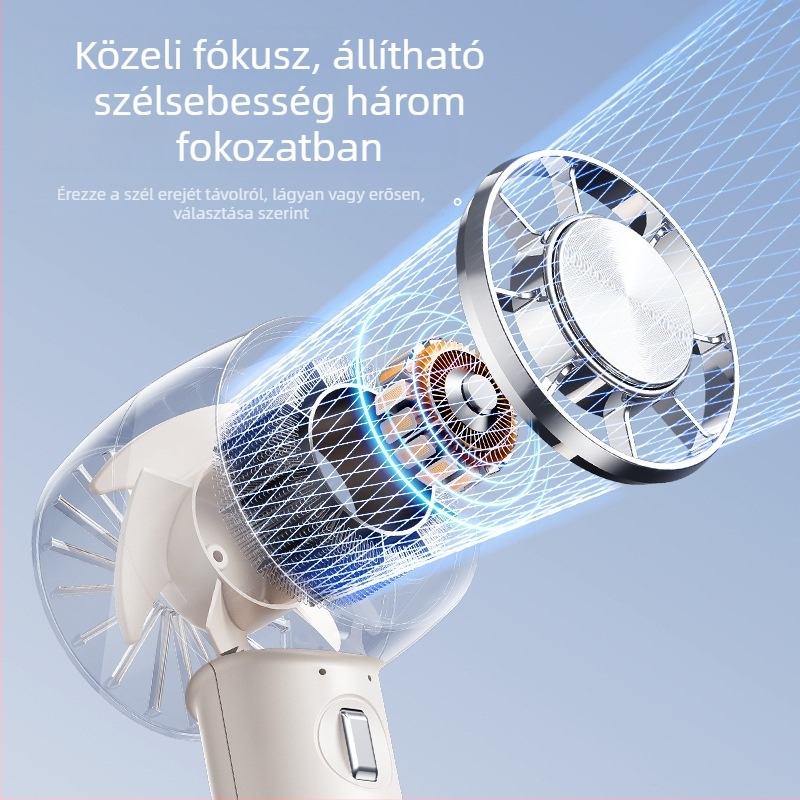 Xin Yi Duo Jéghűtéses félvezetős kézi ventilátor, USB-töltő, hordozható asztali ventilátor kültéri használatra, 5 lapát, 4 sebesség, beépített 1200–2000 mAh akkumulátor
