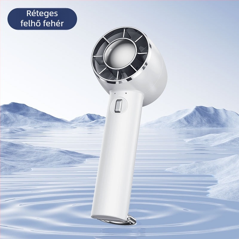 Xin Yi Duo Jéghűtéses félvezetős kézi ventilátor, USB-töltő, hordozható asztali ventilátor kültéri használatra, 5 lapát, 4 sebesség, beépített 1200–2000 mAh akkumulátor