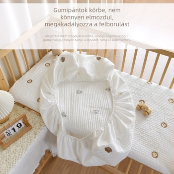 100% pamutból készült babafekhely ágyneműkészlet: gumis lepedő és matracvédő, patchwork minta, egész éves használatra