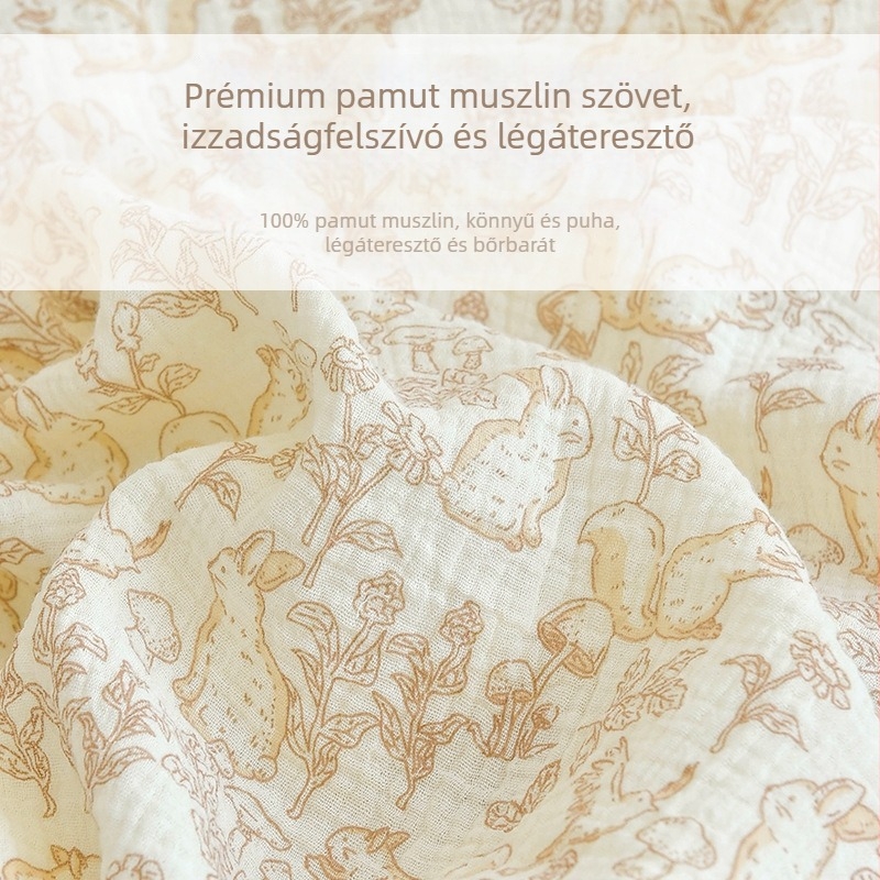 Újszülött baba – matracvédő és lepedő 100% pamut géz anyagból, négy évszakos patchwork ágynemű készlet