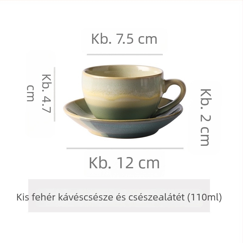 Kerámia kávéscsésze és alátét készlet, retro stílus, irodai használatra
