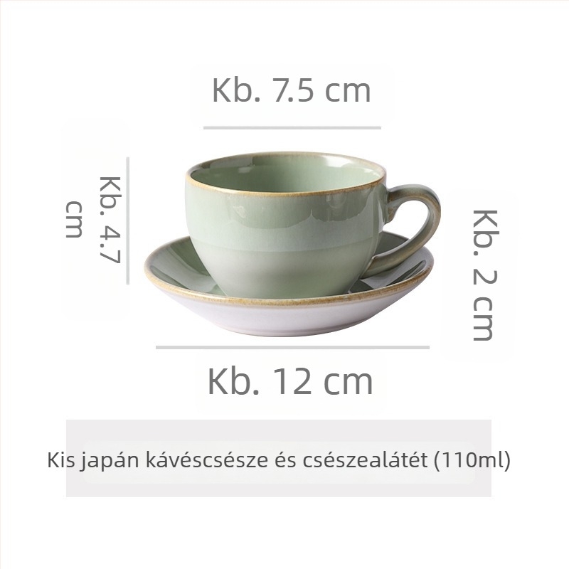Kerámia kávéscsésze és alátét készlet, retro stílus, irodai használatra