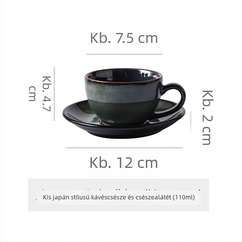 Kerámia kávéscsésze és alátét készlet, retro stílus, irodai használatra