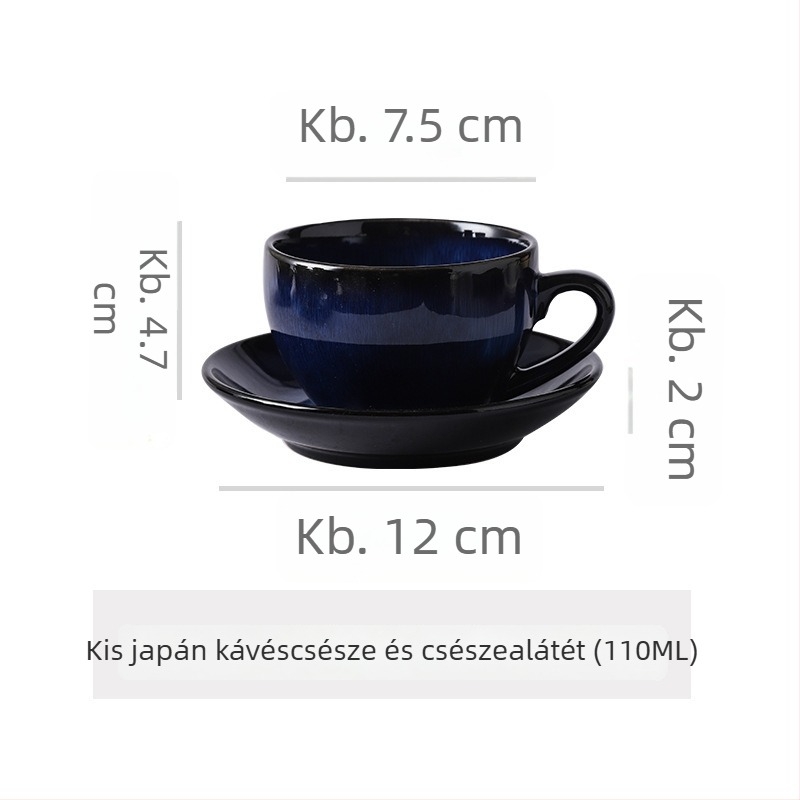 Kerámia kávéscsésze és alátét készlet, retro stílus, irodai használatra