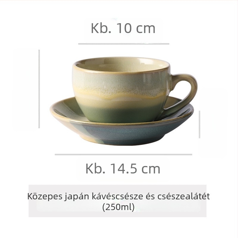 Kerámia kávéscsésze és alátét készlet, retro stílus, irodai használatra