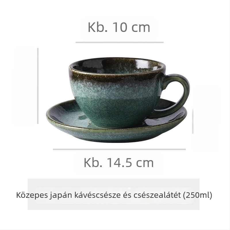 Kerámia kávéscsésze és alátét készlet, retro stílus, irodai használatra