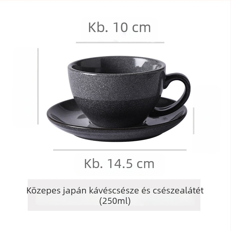 Kerámia kávéscsésze és alátét készlet, retro stílus, irodai használatra