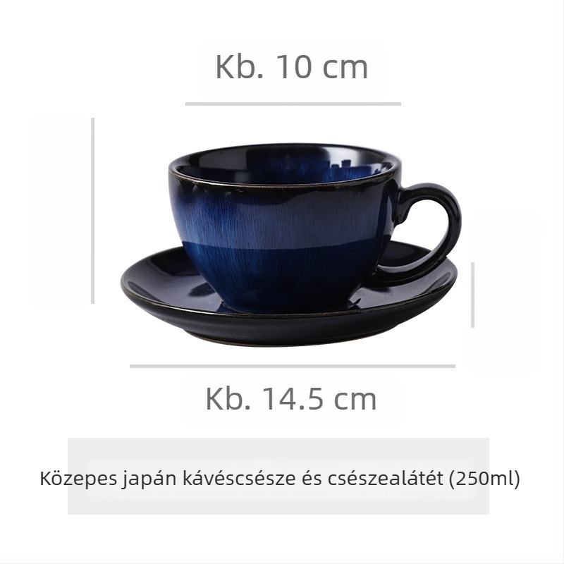 Kerámia kávéscsésze és alátét készlet, retro stílus, irodai használatra