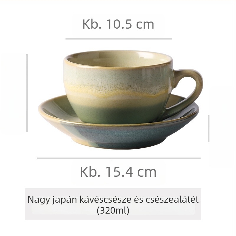 Kerámia kávéscsésze és alátét készlet, retro stílus, irodai használatra