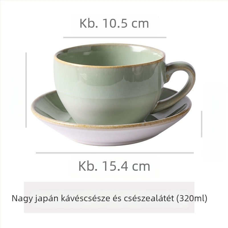 Kerámia kávéscsésze és alátét készlet, retro stílus, irodai használatra