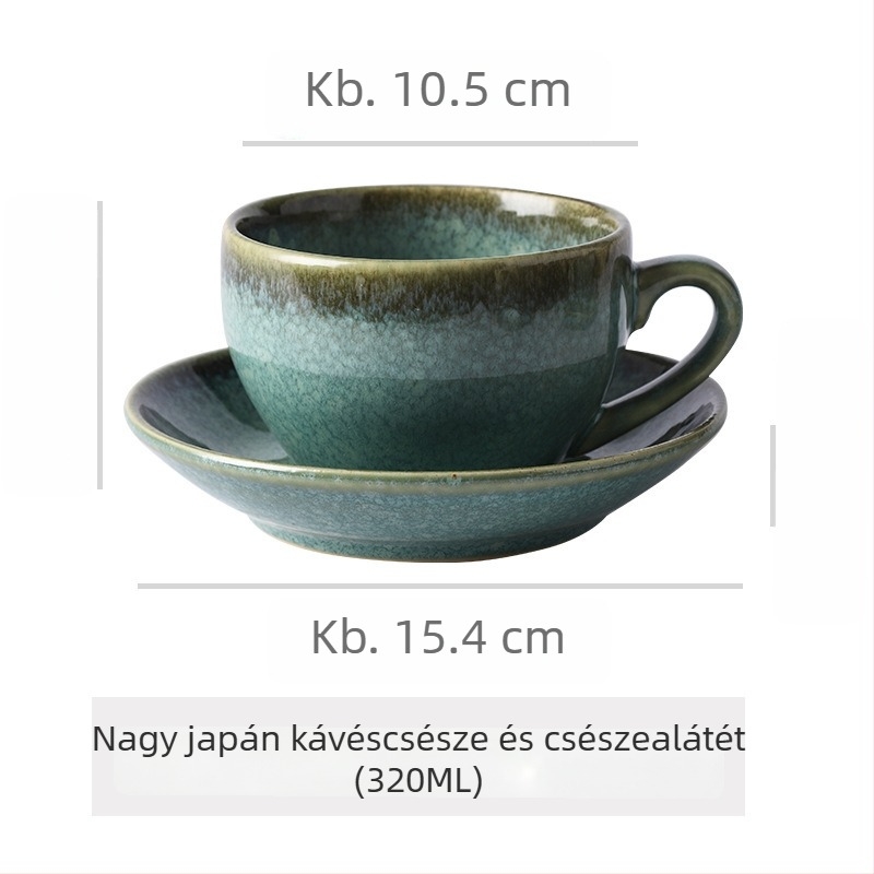 Kerámia kávéscsésze és alátét készlet, retro stílus, irodai használatra