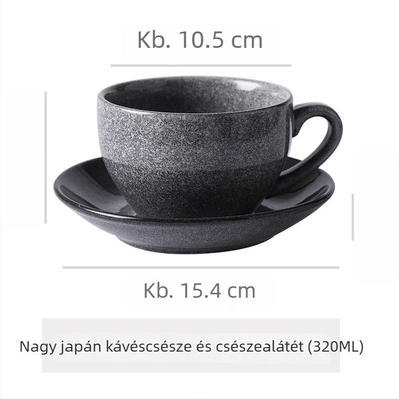 Kerámia kávéscsésze és alátét készlet, retro stílus, irodai használatra