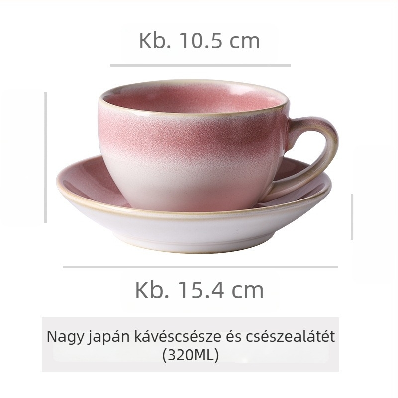 Kerámia kávéscsésze és alátét készlet, retro stílus, irodai használatra