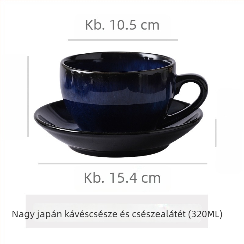 Kerámia kávéscsésze és alátét készlet, retro stílus, irodai használatra