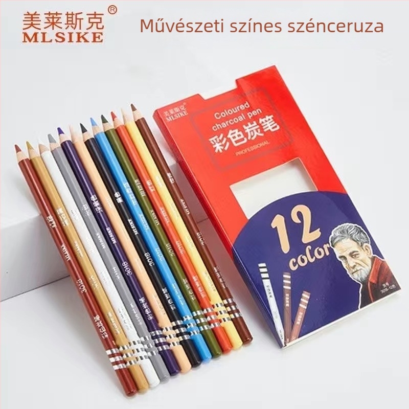 Melesque 24 színű faszén ceruza készlet – vázlatokhoz, tájakhoz, portrékhoz és csendélethez – puha barna faszén ceruzák