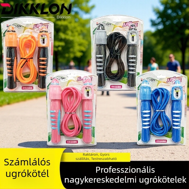 Állítható ugrókötél acélhuzallal és bambusz gyöngyökkel