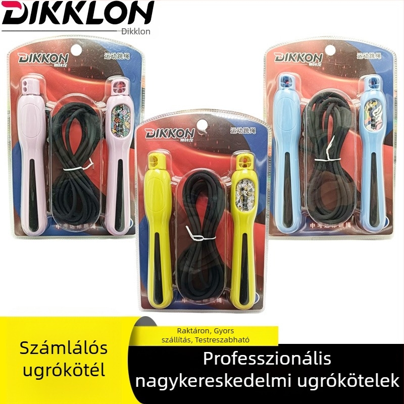 Állítható ugrókötél acélhuzallal és bambusz gyöngyökkel