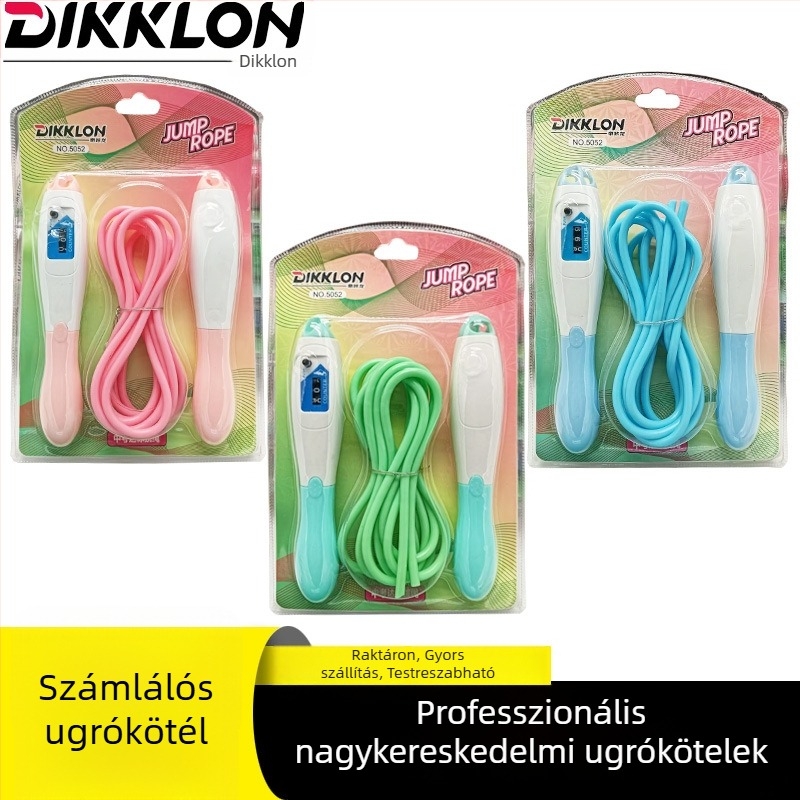 Állítható ugrókötél acélhuzallal és bambusz gyöngyökkel