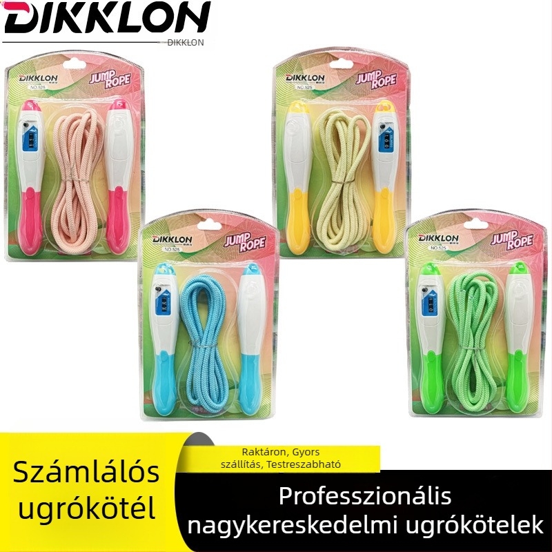 Állítható ugrókötél acélhuzallal és bambusz gyöngyökkel