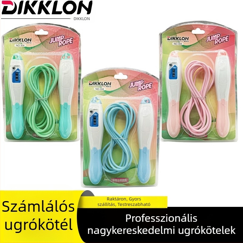 Állítható ugrókötél acélhuzallal és bambusz gyöngyökkel