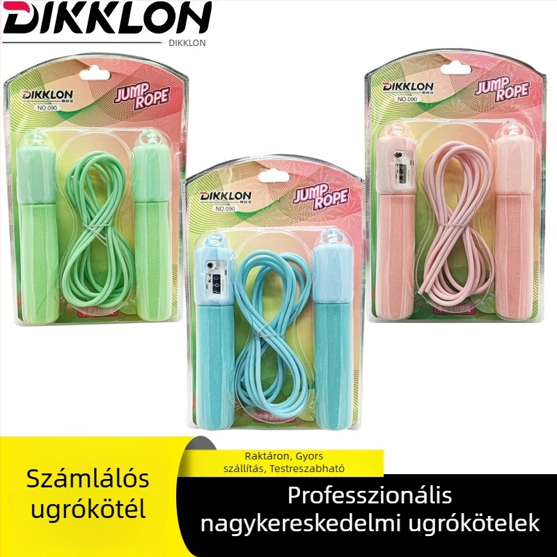 Állítható ugrókötél acélhuzallal és bambusz gyöngyökkel