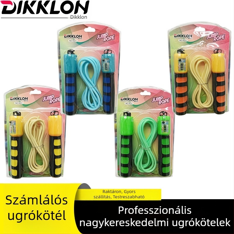 Állítható ugrókötél acélhuzallal és bambusz gyöngyökkel