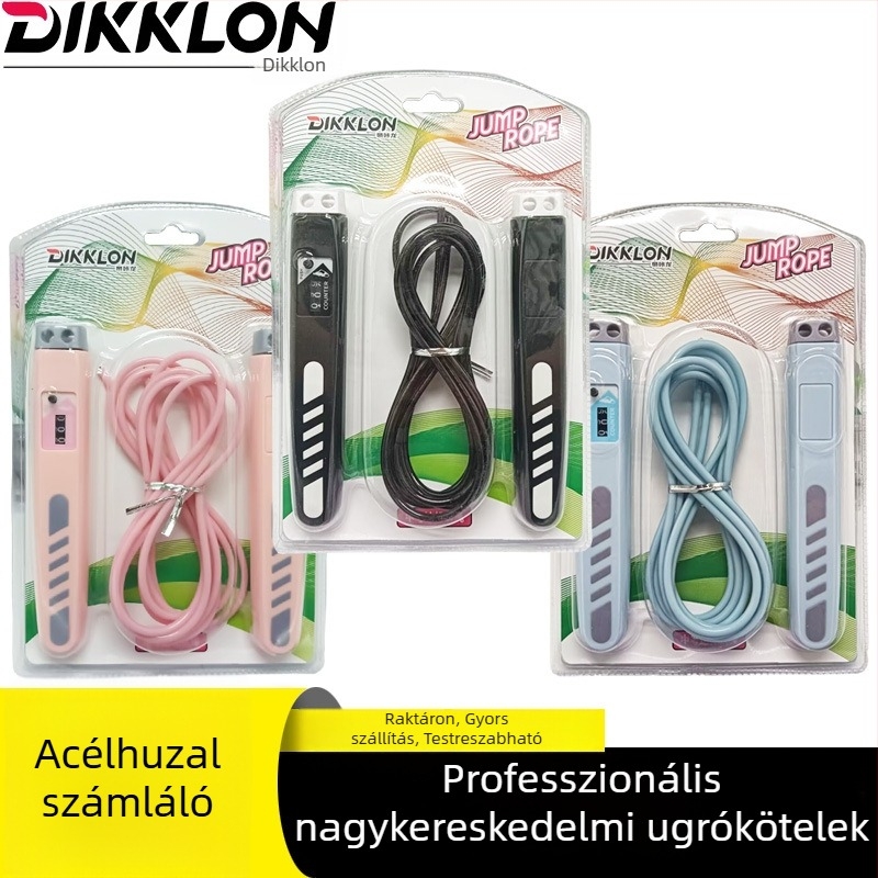 Állítható ugrókötél acélhuzallal és bambusz gyöngyökkel