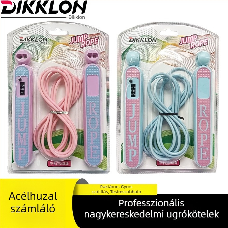 Állítható ugrókötél acélhuzallal és bambusz gyöngyökkel