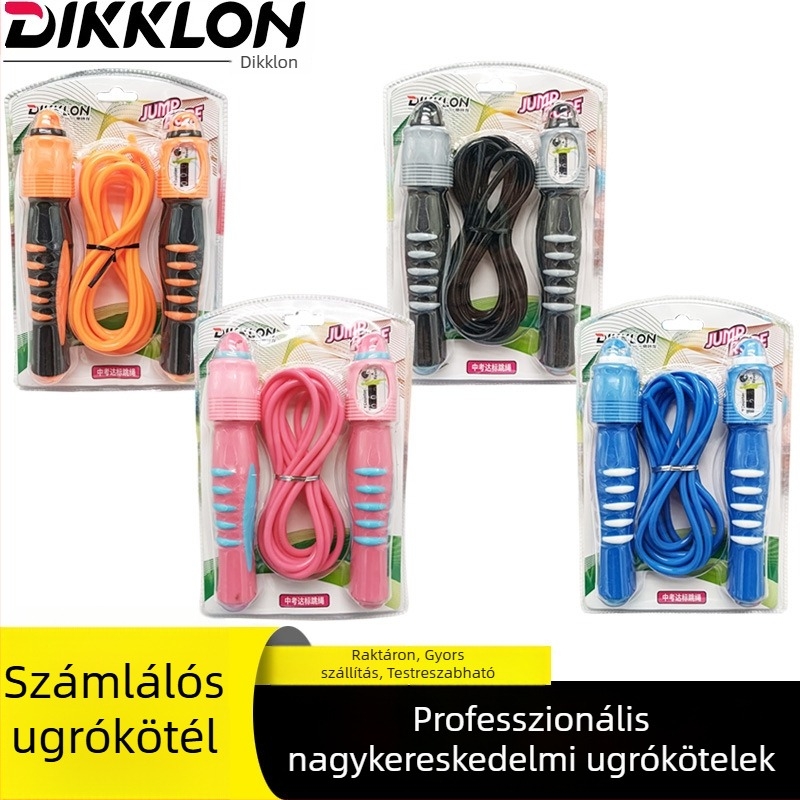 Állítható ugrókötél acélhuzallal és bambusz gyöngyökkel