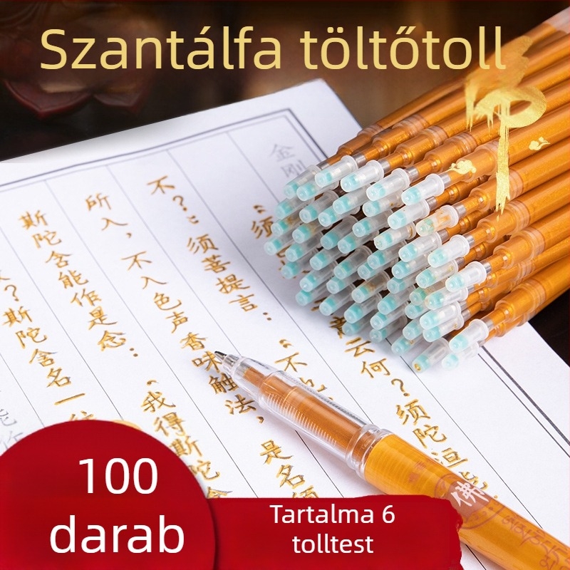 Szantálfa illatú, arany csillogó finishű tollbetét készlet másoláshoz és vallási szövegek másolásához