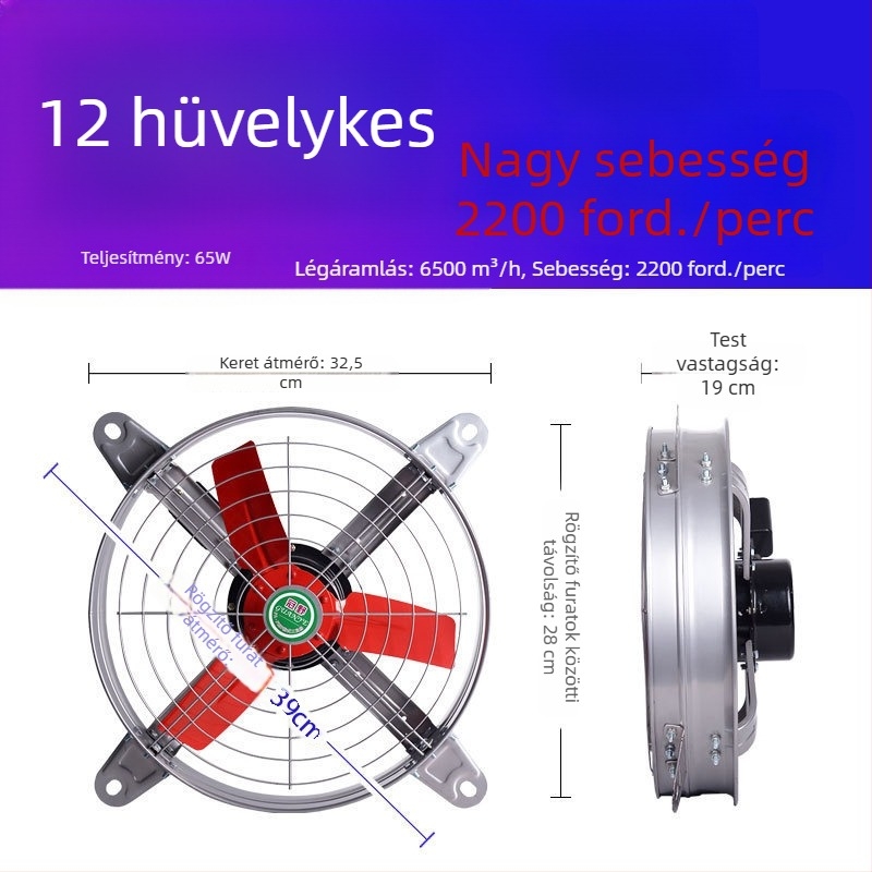 Ipari kategóriájú, nagy teljesítményű, csendes kipufogóventilátor konyhai szellőztetéshez