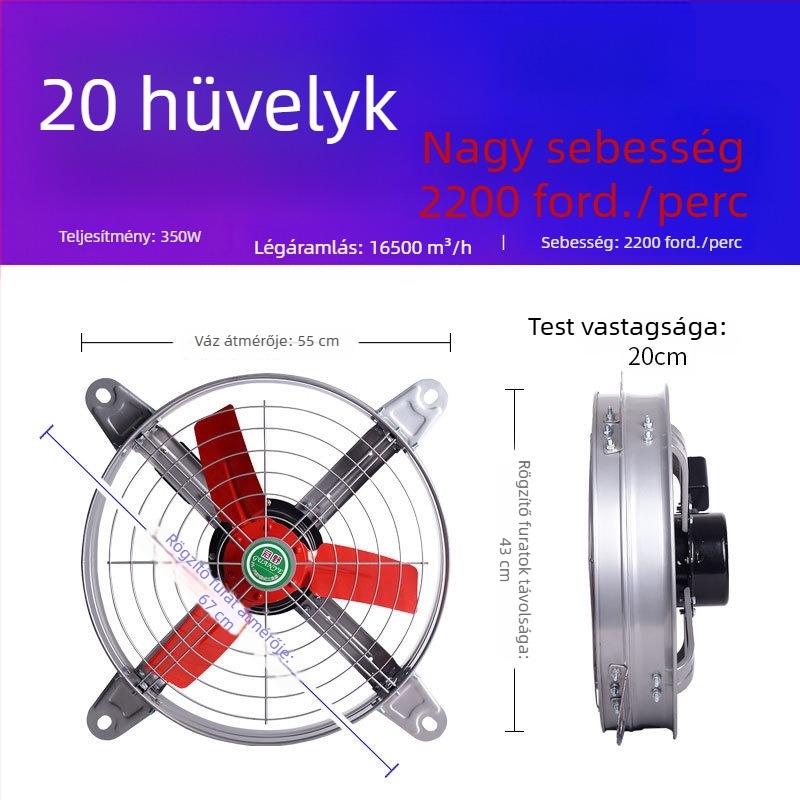 Ipari kategóriájú, nagy teljesítményű, csendes kipufogóventilátor konyhai szellőztetéshez