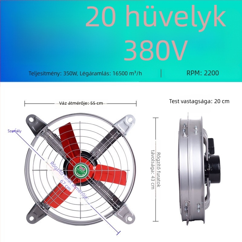 Ipari kategóriájú, nagy teljesítményű, csendes kipufogóventilátor konyhai szellőztetéshez