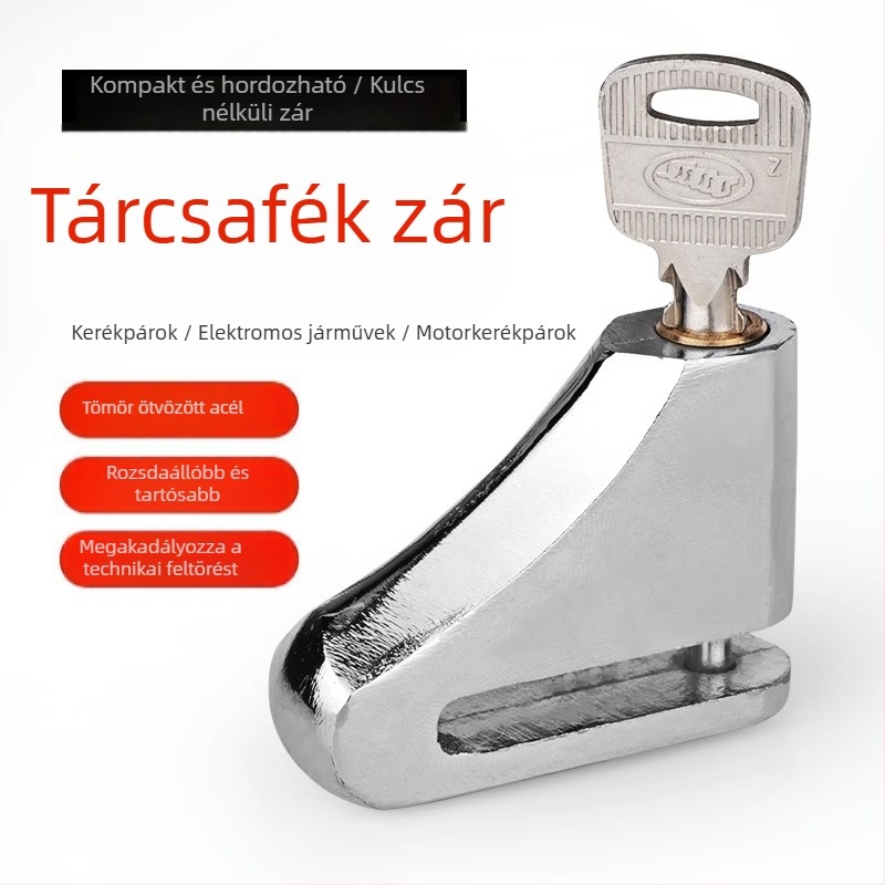 Kerékpár és motorkerékpár tárcsás zár – antifurt zár, univerzális fém kiegészítő