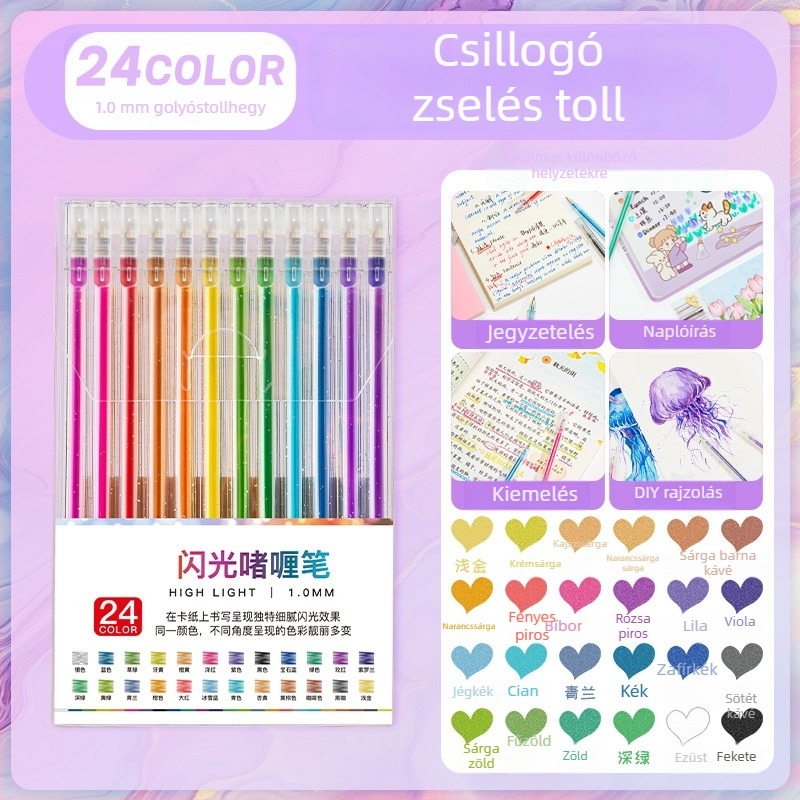Touchmark zselés toll csillogó hatású – DIY graffiti, naplóírás és rajzolás, diákok számára