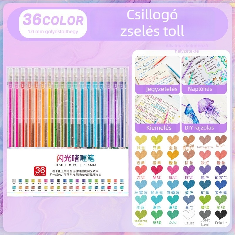 Touchmark zselés toll csillogó hatású – DIY graffiti, naplóírás és rajzolás, diákok számára