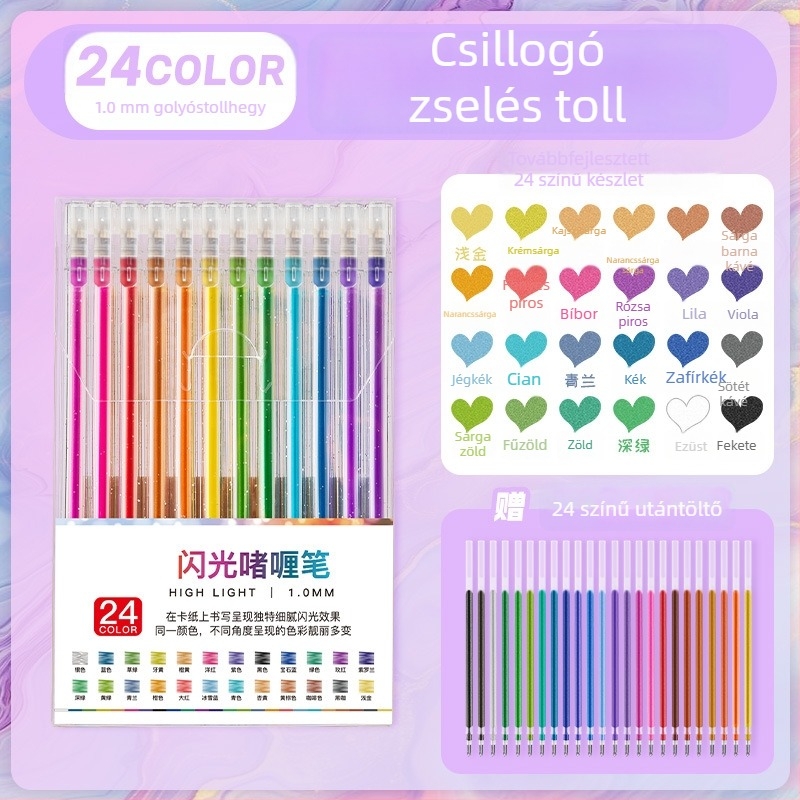 Touchmark zselés toll csillogó hatású – DIY graffiti, naplóírás és rajzolás, diákok számára