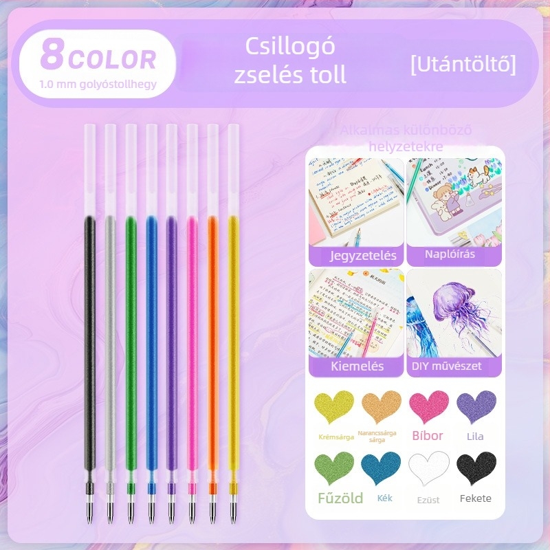Touchmark zselés toll csillogó hatású – DIY graffiti, naplóírás és rajzolás, diákok számára