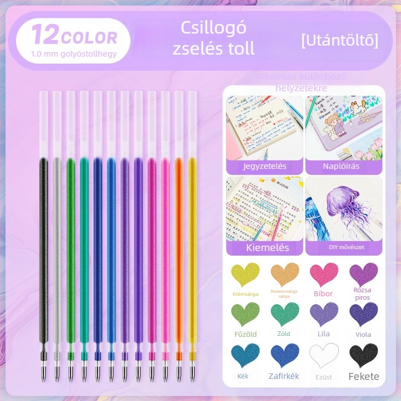 Touchmark zselés toll csillogó hatású – DIY graffiti, naplóírás és rajzolás, diákok számára