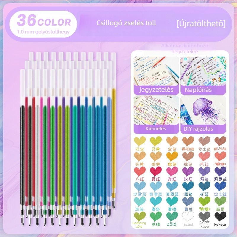 Touchmark zselés toll csillogó hatású – DIY graffiti, naplóírás és rajzolás, diákok számára