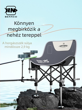 Benno Moon Chair horgászülés, összecsukható kültéri használatra, minden terephez állítható lábak