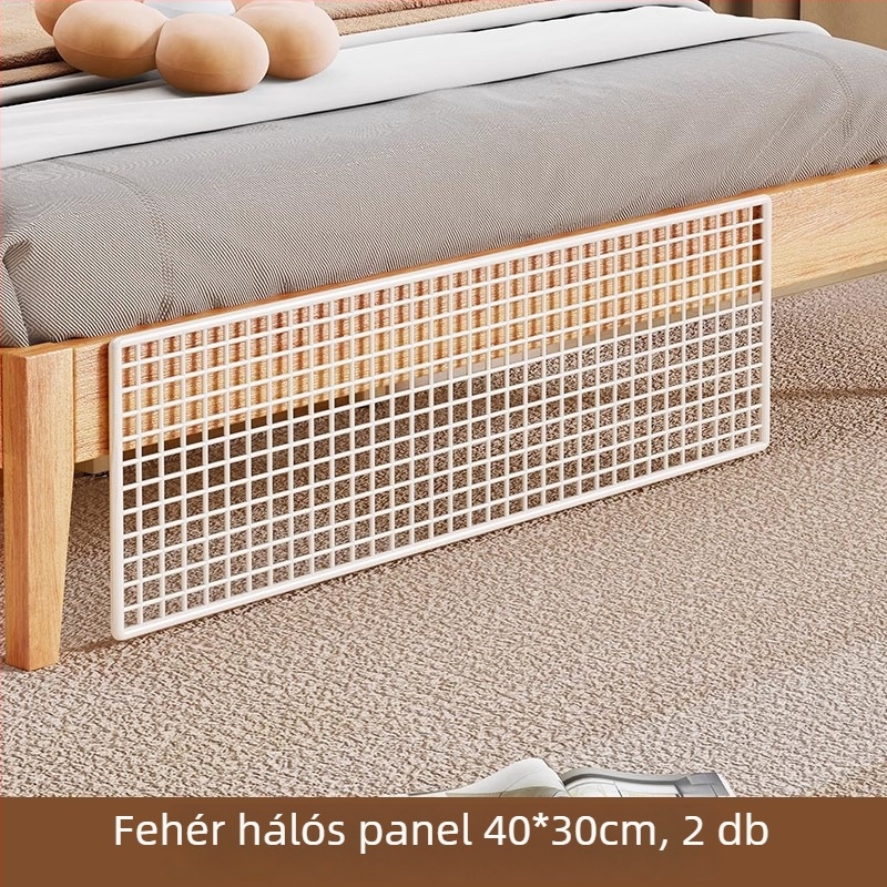 Hálószobai ágy alatti védőpanel — macska elleni védelem, vasdróthálós réseket blokkoló panel, ablakpárkány védő