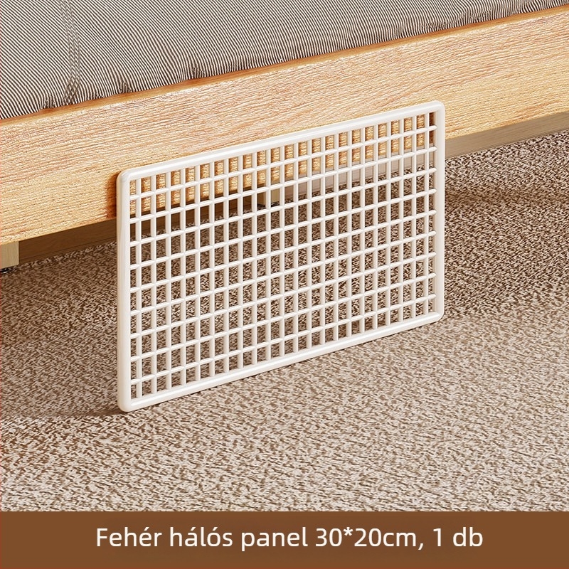 Hálószobai ágy alatti védőpanel — macska elleni védelem, vasdróthálós réseket blokkoló panel, ablakpárkány védő